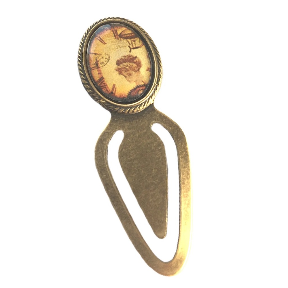 Vintage Gold Bookmark with Antique Clock Design